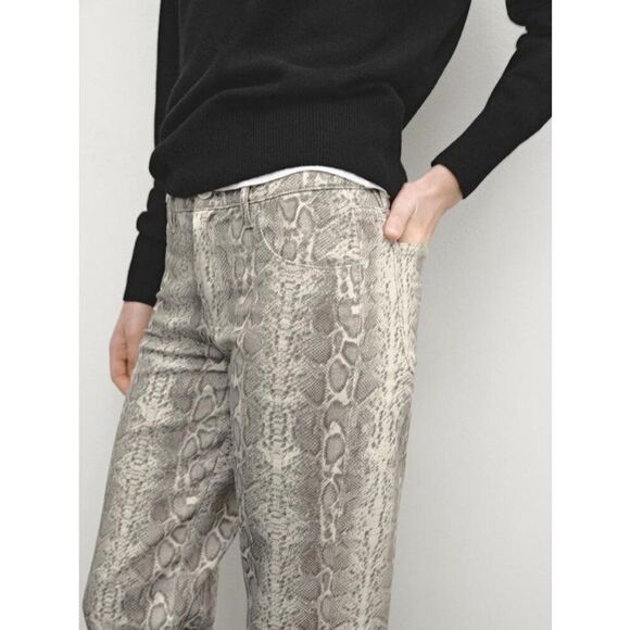 Zara Jeans Size 12 Snake Skin Print Straight Leg NWOT - Picture 4 of 13